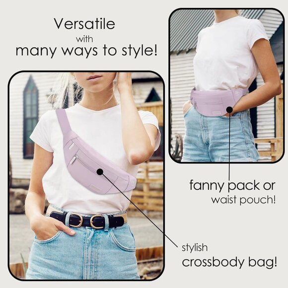 Women Men Lavender Large Crossbody Fanny Pack Belt Bag Hands-Free Waist Pack - Picture 2 of 7